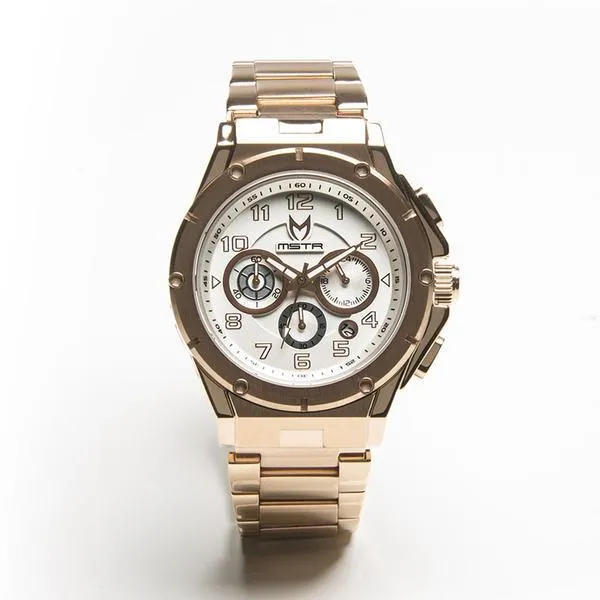 MSTR - AM231SS AMBASASADOR MK3 (ROSE GOLD/ WHITE DIAL/ SAFFIANO BAND)