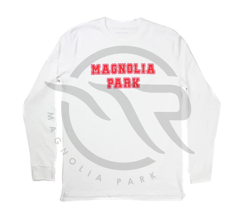 MAGNOLIA PARK - "VARSITY" L/S (WHITE/RED)