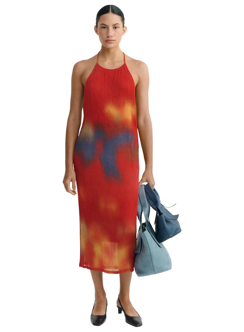 Vestido Midi Plisado Flowers Miriam