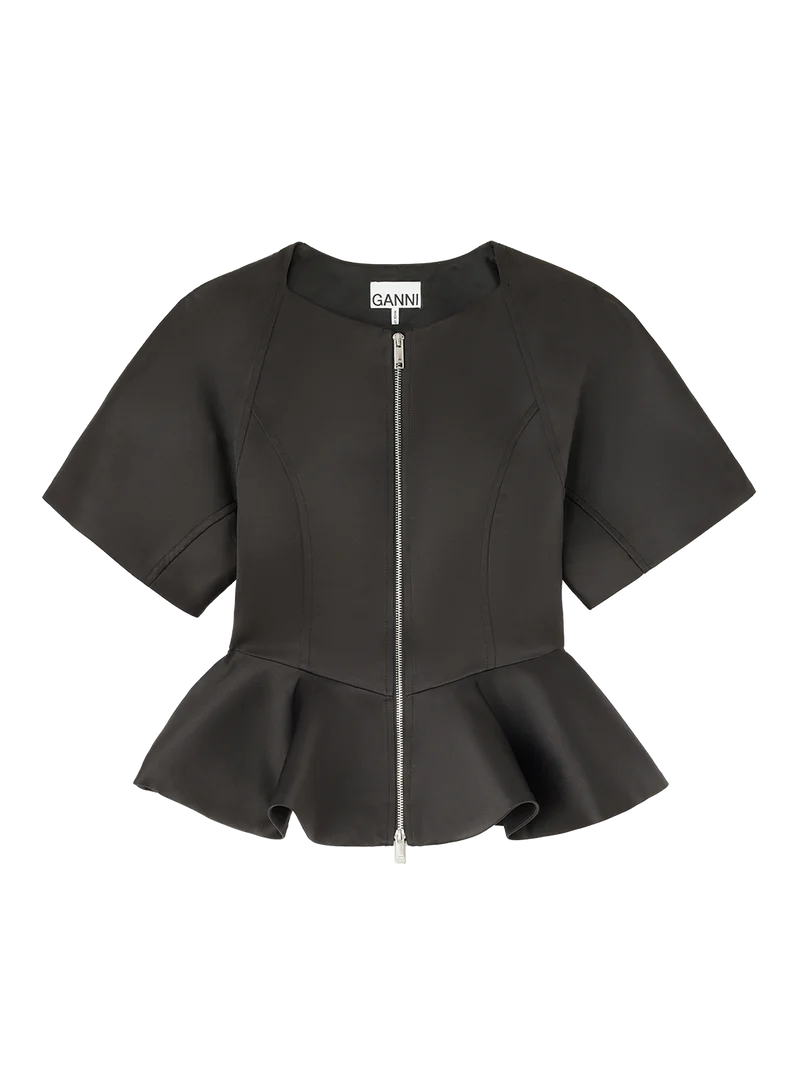 Blusa Duchesse Satin Peplum Zip