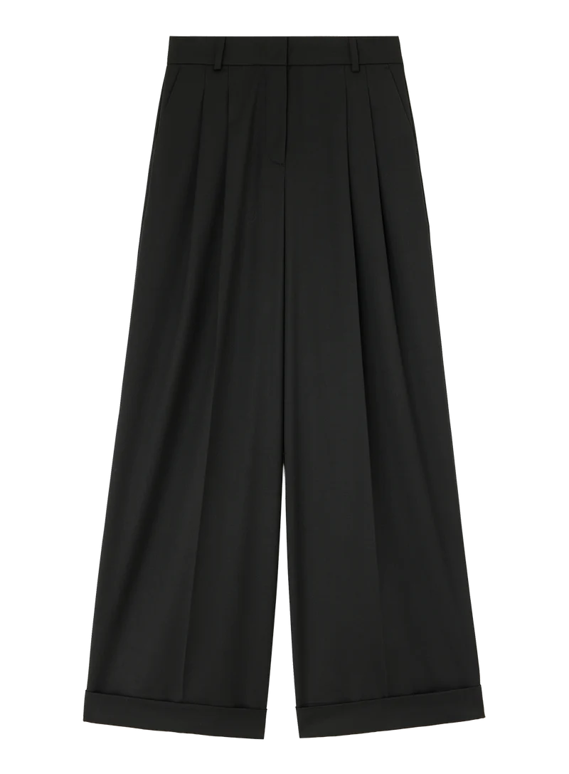 Pantalones Calendered Wool Oversized Pleated