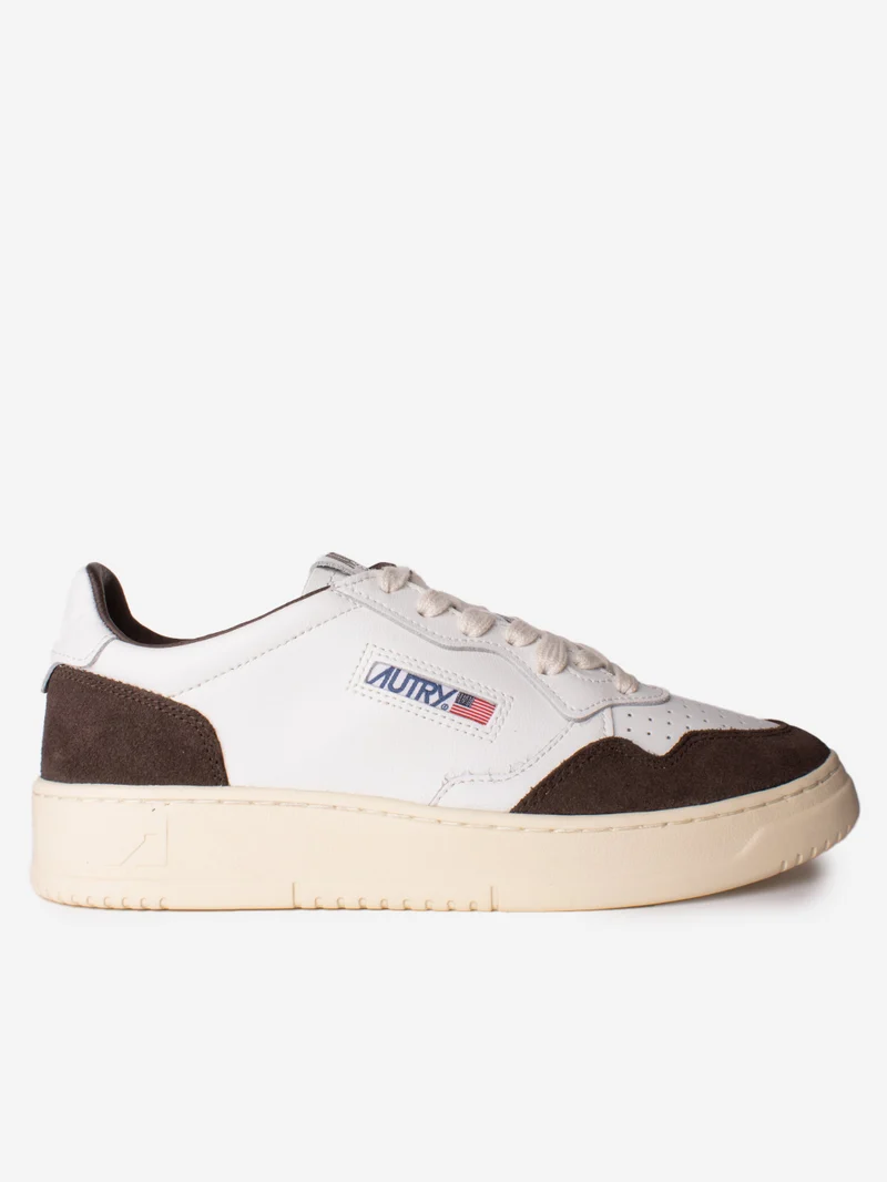 M Medalist Low in pelle bianca e suede mogano