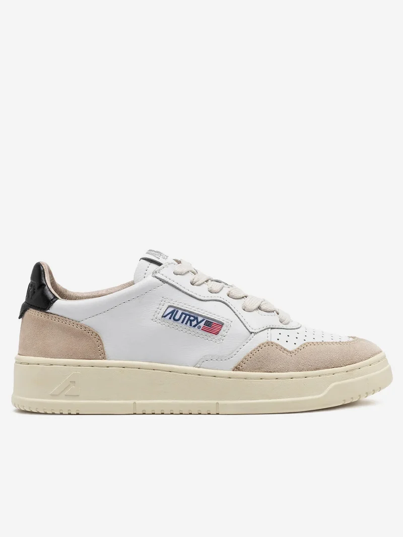 M Medalist Low bianche, nere e suede beige