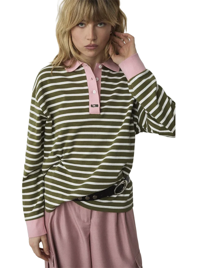 Polo Manga Larga Duse Striped