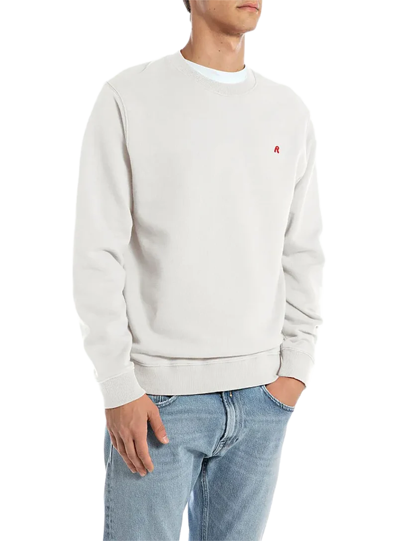 Sudadera De Cuello Redondo De Algodón Perchado