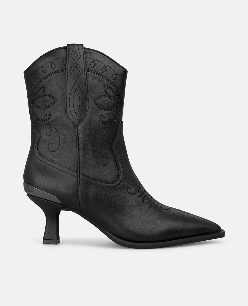 BOTÍN COWBOY DE PIEL CON CREMALLERA