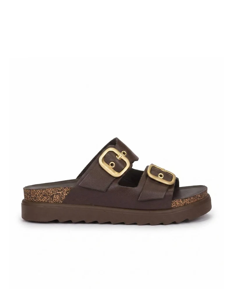 Sandalias de piel YOKONO Tunez-130 Marrón Mujer