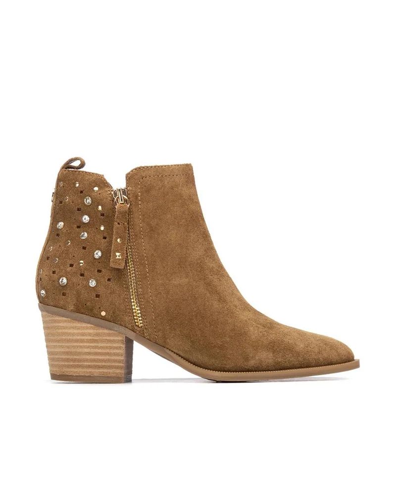 Botines de piel serraje CARMELA 163151 Camel Mujer