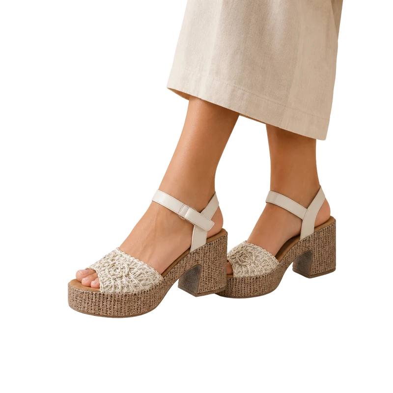 MUJER SANDALIA RAFIA BLANCO