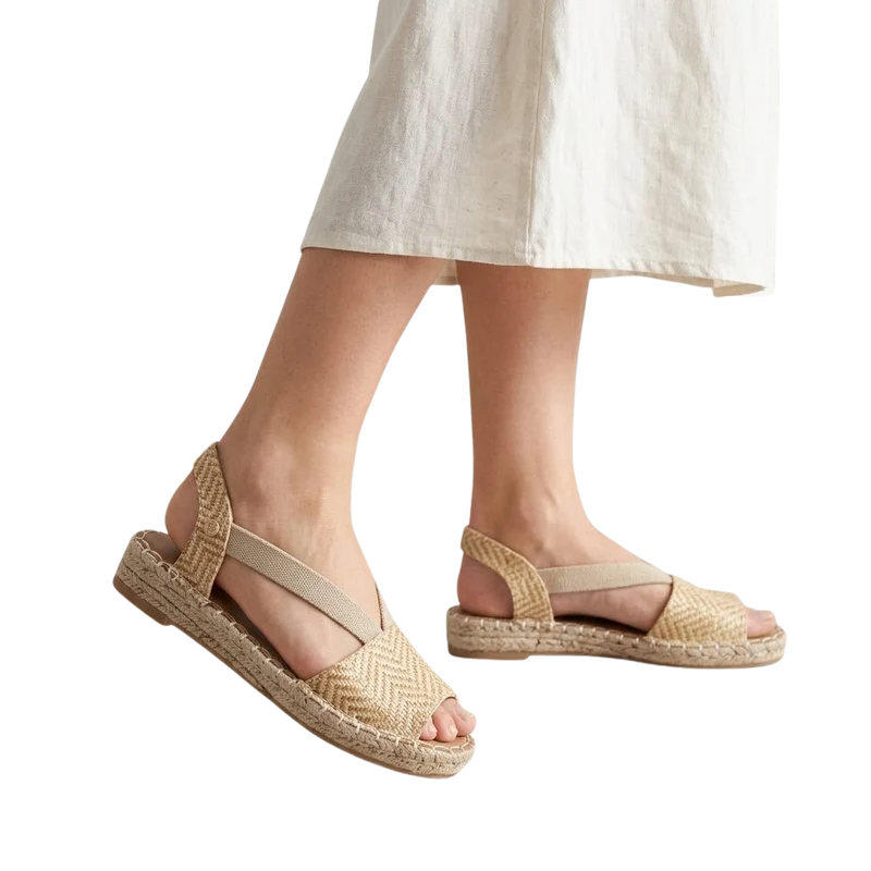 MUJER ESPARTO PLANA AMALFI PUNTERA APRICOT