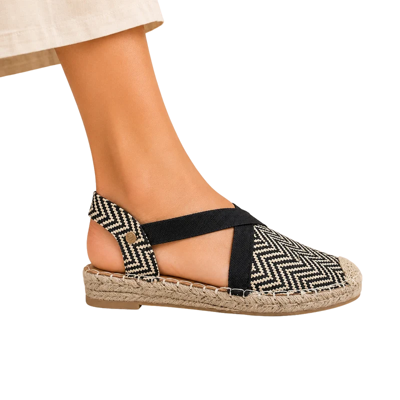 MUJER ESPARTO PLANA AMALFI NEGRO