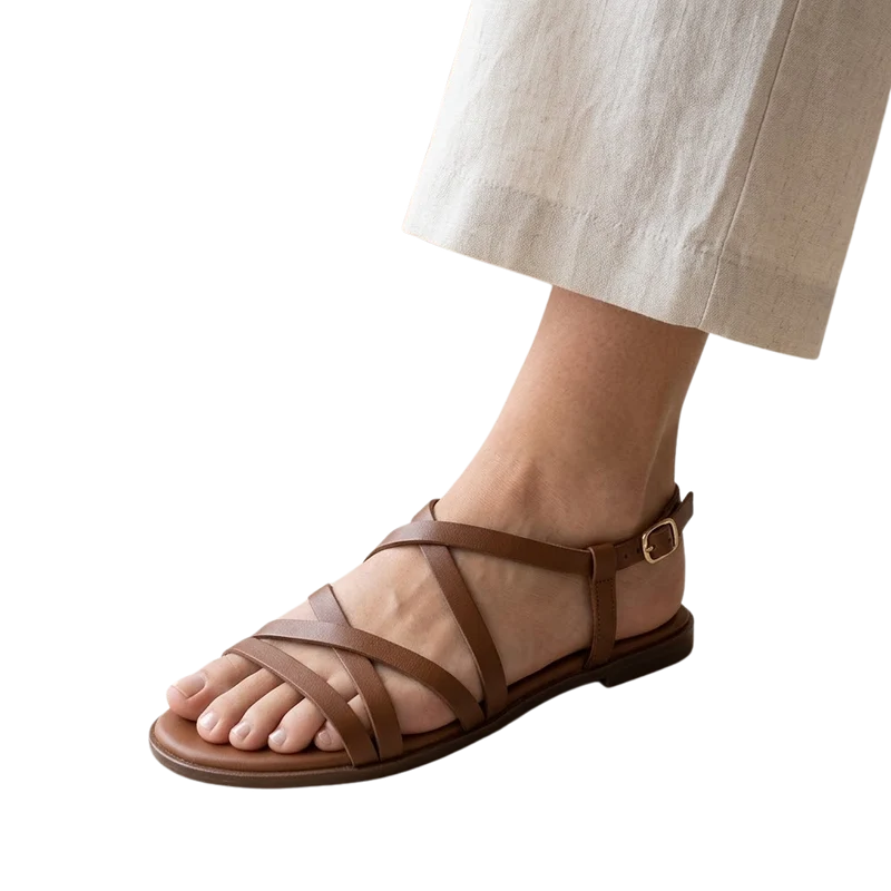 MUJER SANDALIA PLANA ATENEA ROBLE