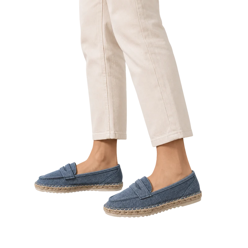 MUJER MOCASIN ESPARTO AZUL