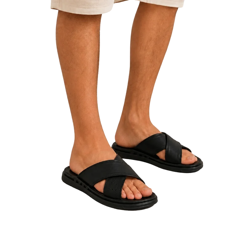 HOMBRE SANDALIA CRO - PIEL NEGRO