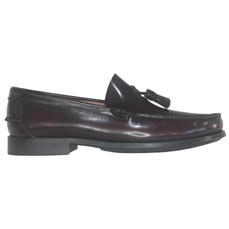 ZAPATO MOCASÍN BORLAS BURDEOS