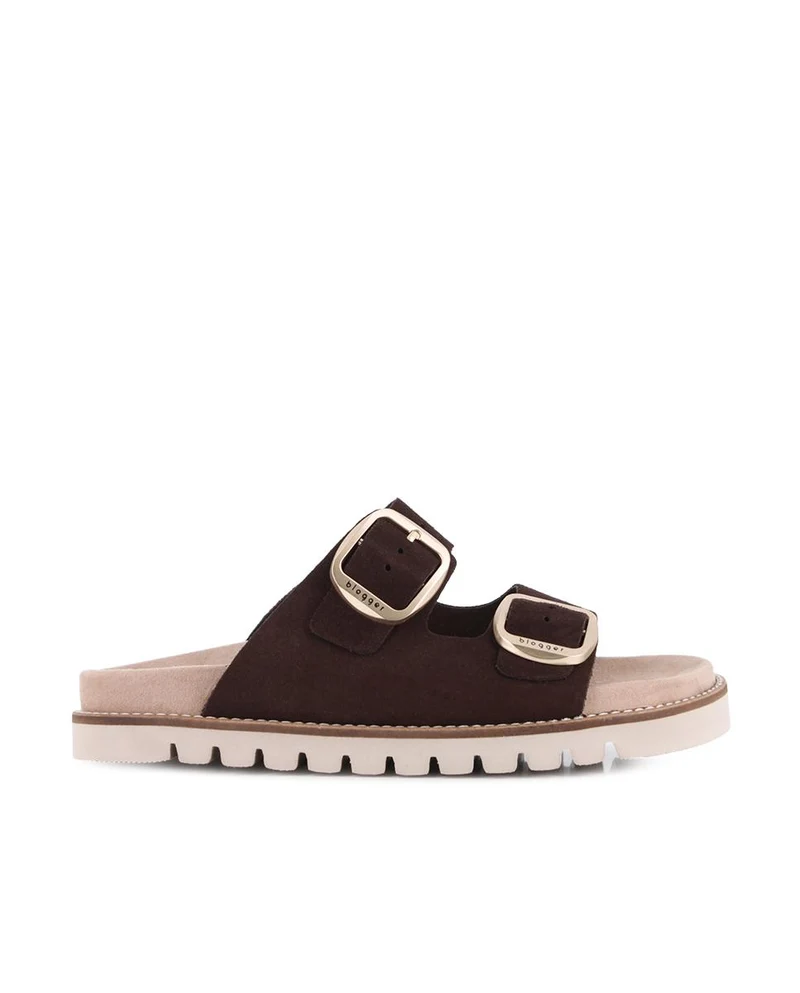 Sandalias de Piel Serraje Blogger Rocio Color Marrón para Mujer