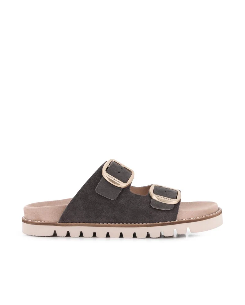 Sandalias de Piel Serraje Blogger Rocio Color Gris para Mujer