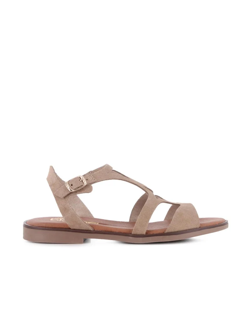 Sandalias de Piel Serraje Blogger Jade Color Beige para Mujer