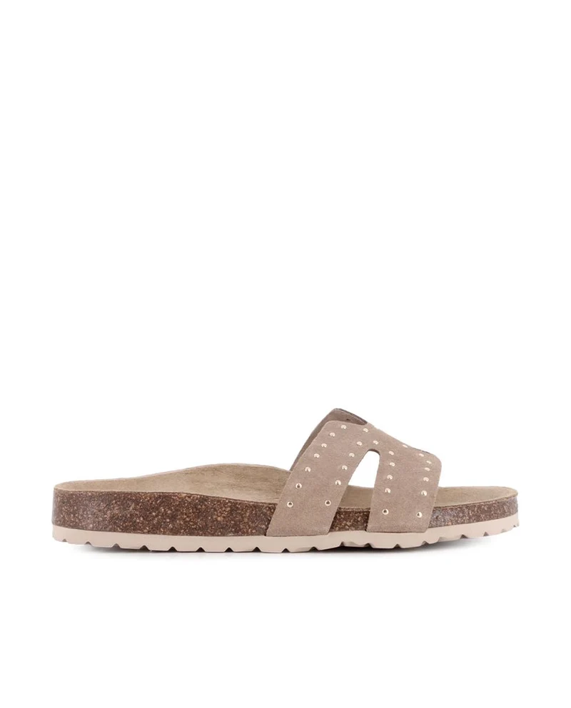 Sandalias de Piel Serraje Blogger Atenas 02 Color Beige para Mujer