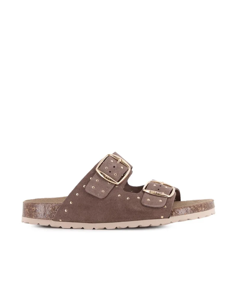 Sandalias de Piel Serraje Blogger Luna 02 Color Marrón para Mujer