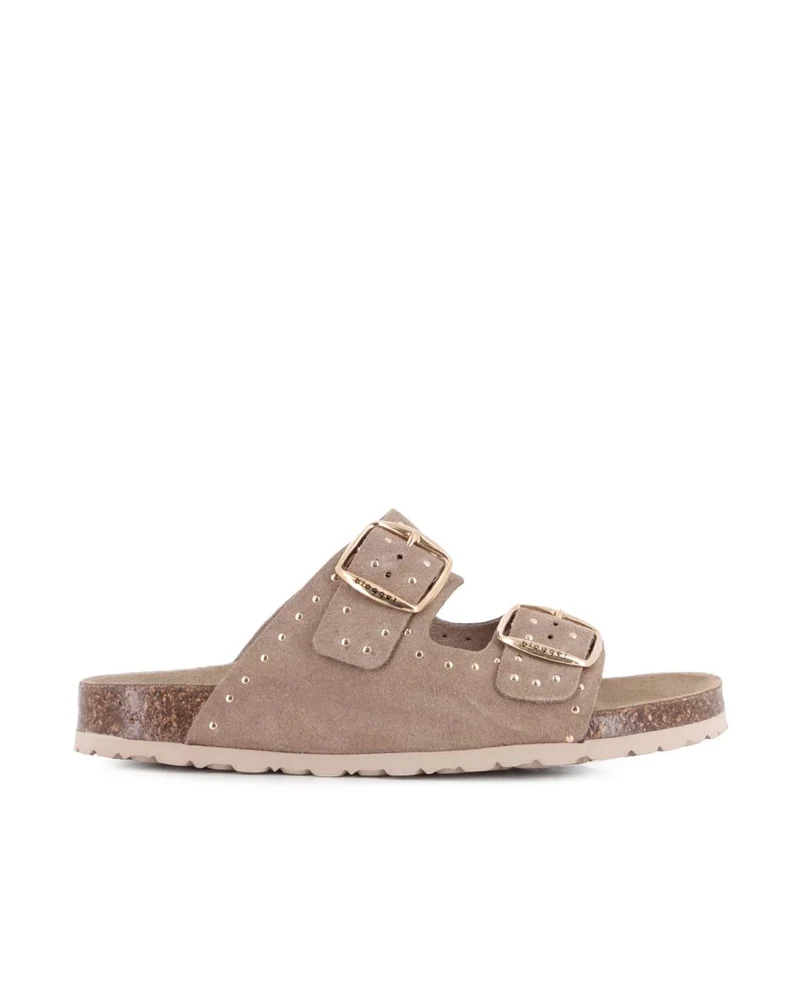 Sandalias de Piel Serraje Blogger Luna 02 Color Beige para Mujer