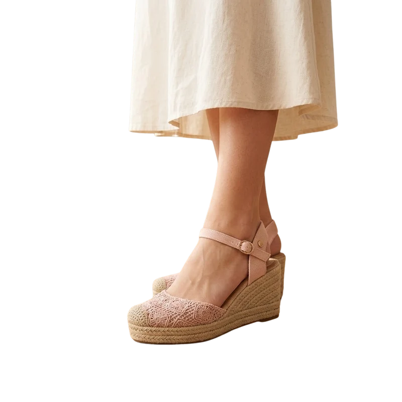 MUJER ESPARTO CUÑA COLI ROSA