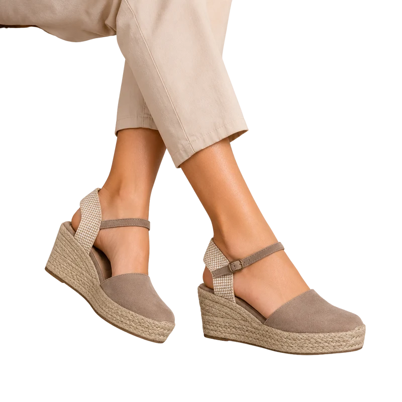 MUJER ESPARTO CUÑA BEIGE