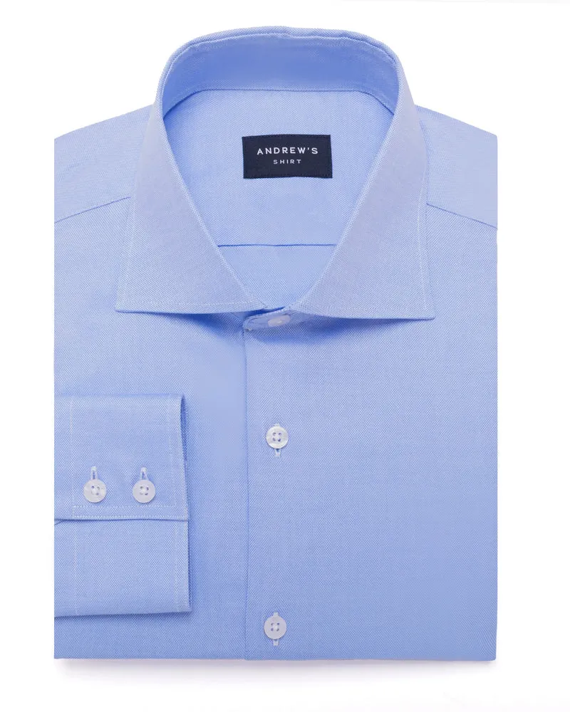 Camisa Vestir Oxford - Cuello Italiano Puño 2 botones regular azul