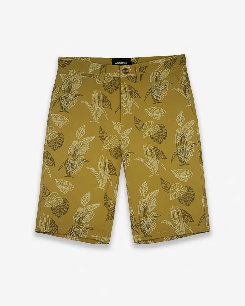 Bermuda Hombre - Casual de Algodón Estampado color Mostaza