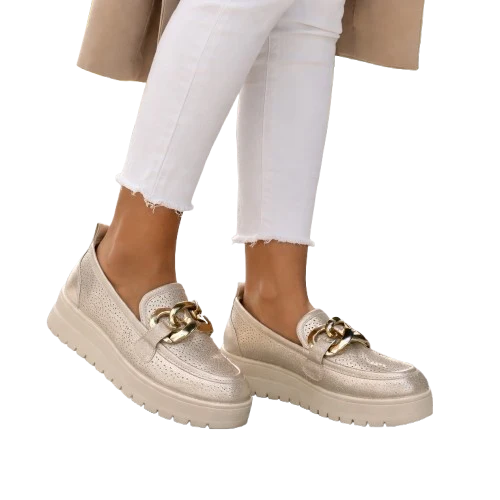 MUJER MOCASIN COMODO GLIDEA PLATINO
