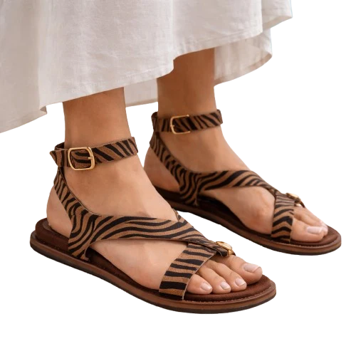MUJER SPL SANDALIA PLANA ZEBRE MARRON