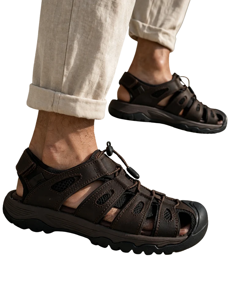 HOMBRE SANDALIA PIEL MARRON