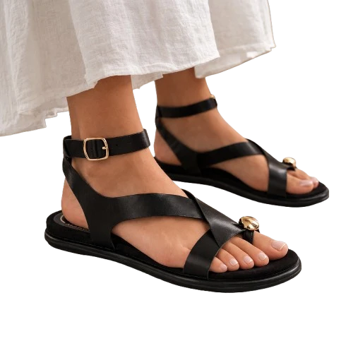 MUJER SPL SANDALIA PLANA COTTON NEGRO