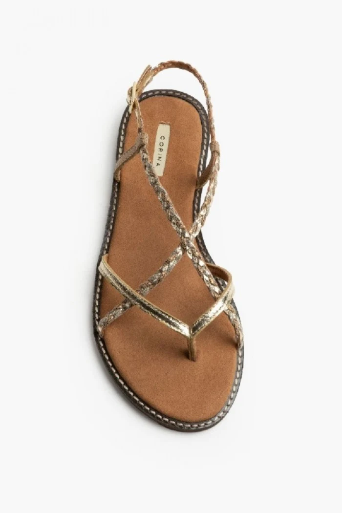 Sandalia Plana de Tiras Doradas - Estilo Urbano Chic
