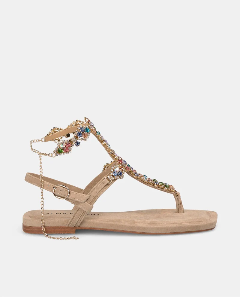 SANDALIA PEDRERÍA MULTICOLOR