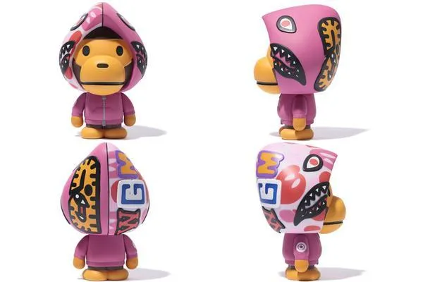 BAPE/MEDICOM - SHARK HOODIE BABY MILO TOY (PINK)