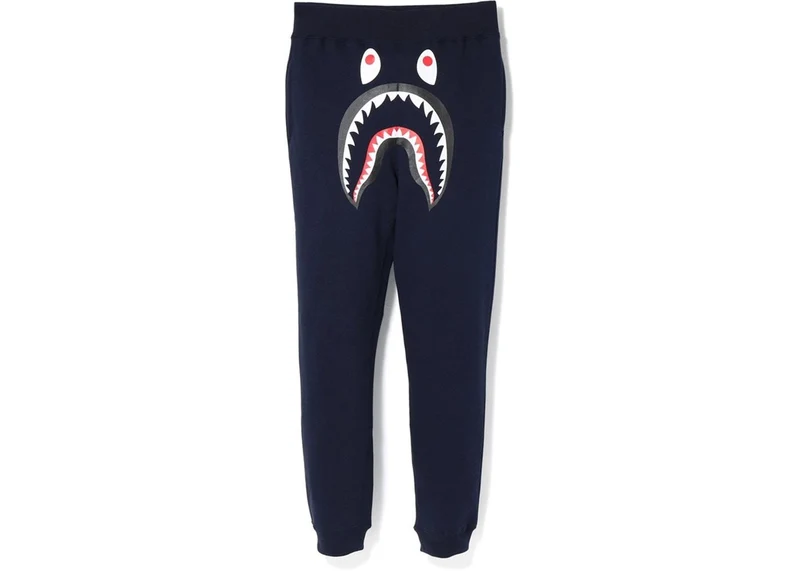 BAPE - SHARK SLIM SWEATPANTS (NAVY/GREEN) [USED]