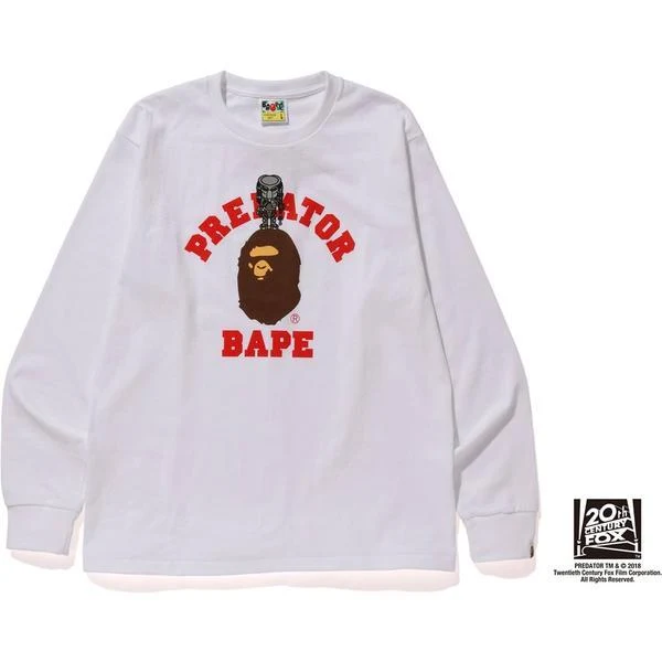 BAPE - PREDATOR COLLEGE TEE L/S (WHITE)