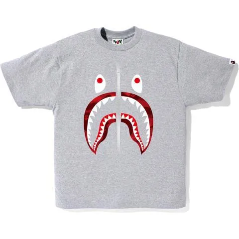 BAPE - COLOR CAMO SHARK TEE (GREY/RED)