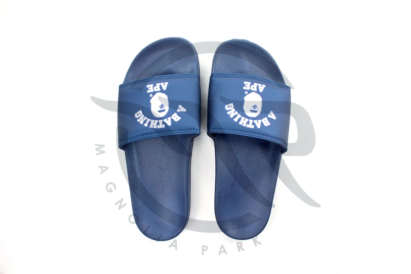 BAPE - COLLEGE SLIDE SANDALS (NAVY)