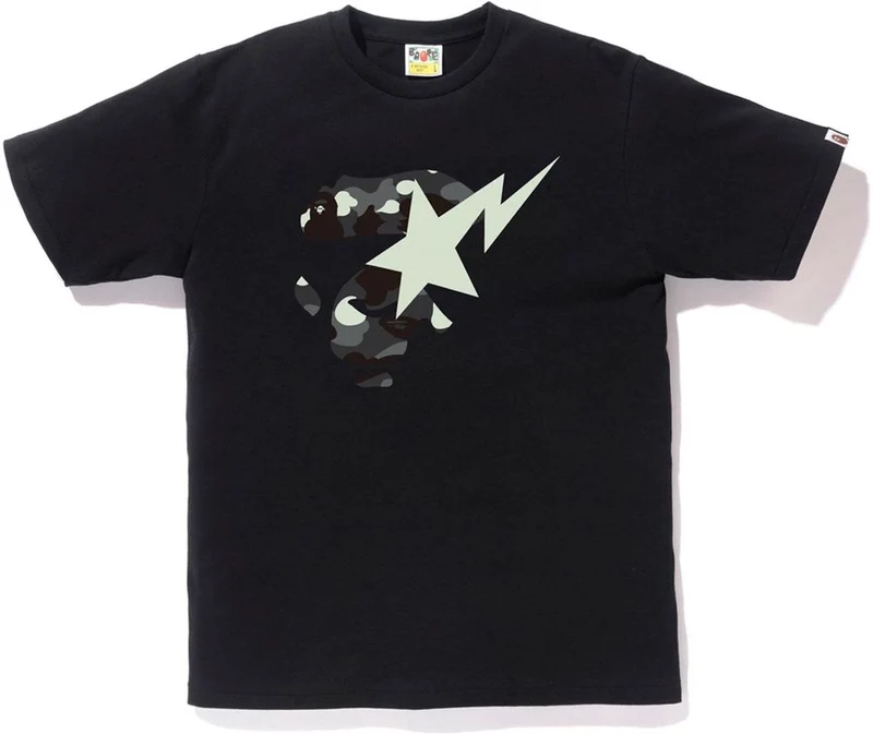BAPE - CITY CAMO APE FACE ON BAPESTA TEE (BLACK/BLACK)