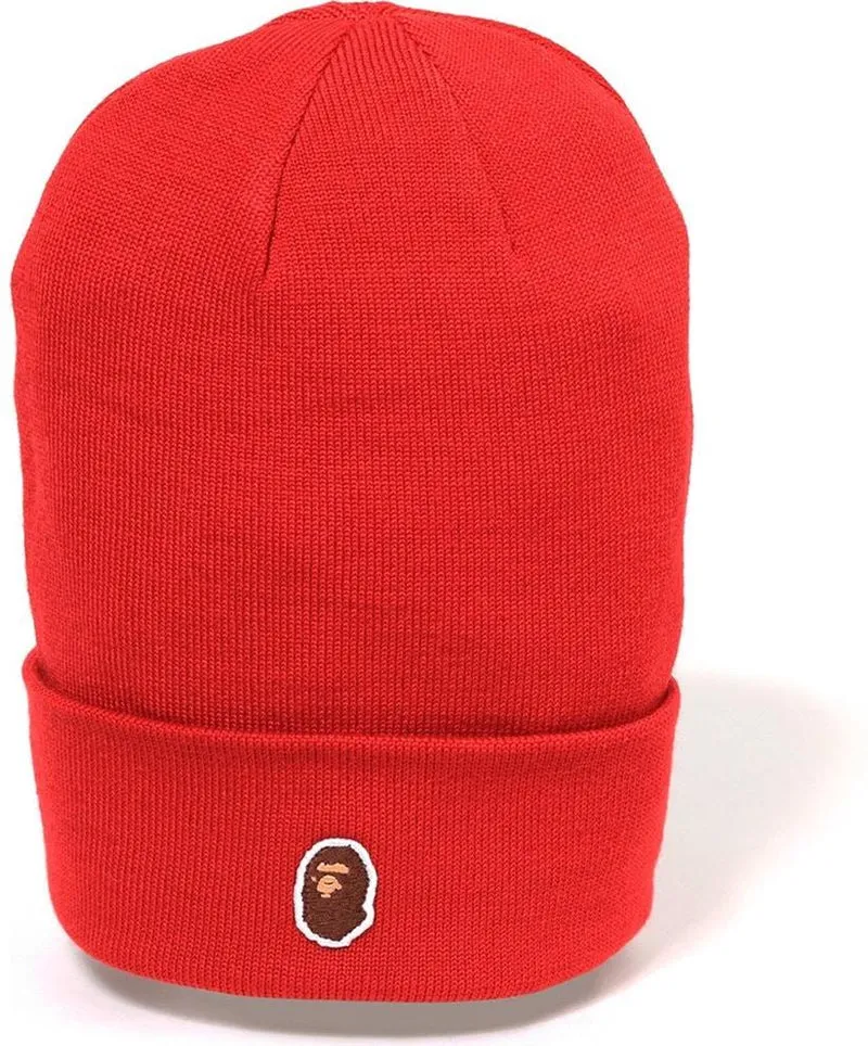 BAPE - APE HEAD ONE POINT BEANIE (RED)