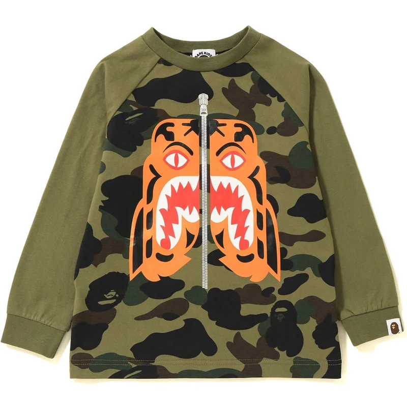 BAPE - 1ST CAMO TIGER L/S TEE KIDS (GREEN)