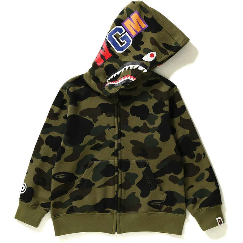 BAPE - 1ST CAMO SHARK ZIP HOODIE KIDS (GREEN)