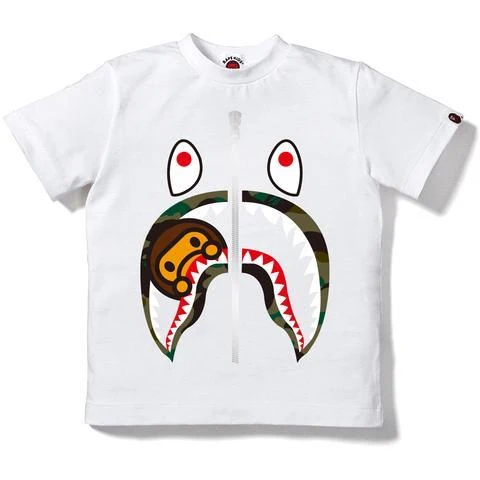 BAPE - 1ST CAMO MILO SHARK TEE KIDS (WHITE/GREEN)