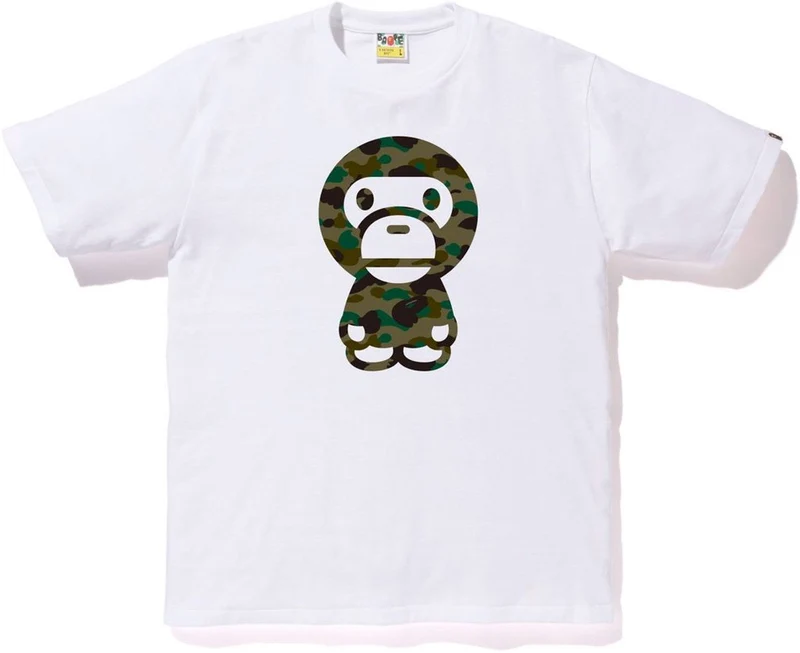 BAPE - 1ST CAMO BIG BABY MILO TEE (WHITE/GREEN)
