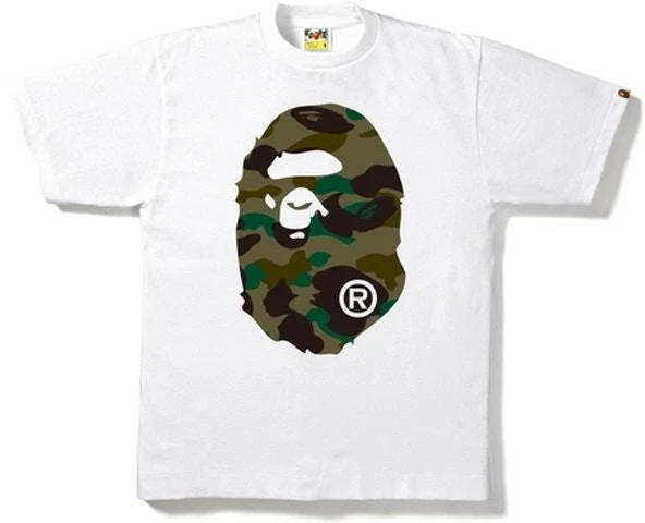BAPE - 1ST CAMO APE HEAD TEE (WHITE/GREEN)