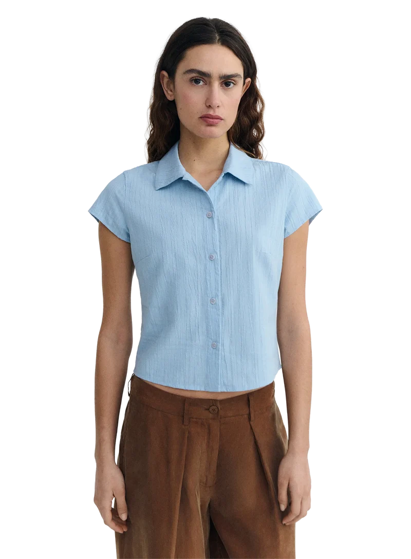 Blusa Slim Popcorn Azul Kitty