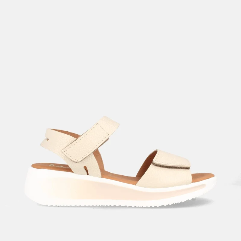 Sandalias Confort Beige con Plataforma y Velcro | Modelo Ilo de Marila Shoes
