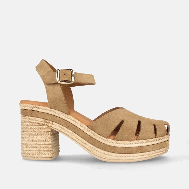 Sandalias de Tacón Mushroom en Serraje con Hebilla y Plataforma | Modelo Nara de Marila Shoes